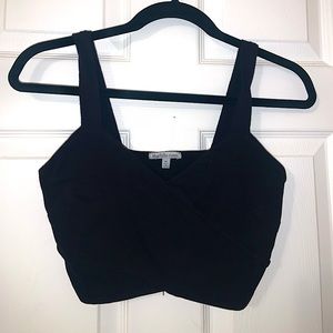 crisscross black crop top
